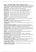 DNA, RNA, and Protein Synthesis Summary