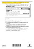 Pearson Edexcel Level 1/Level 2 GCSE (9–1) French PAPER 2: Speaking in French Task 2: Picturebased task Instructions to the teacher Foundation Tier April/May 2024