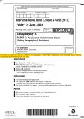 Pearson Edexcel Level 1/Level 2 GCSE (9−1) Geography B PAPER 3: People and Environmental Issues Making  Geographical Decisions QP HUNE 2024