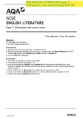 AQA GCSE ENGLISH LITERATURE Paper 2 Shakespeare and unseen poetry 2021 QP