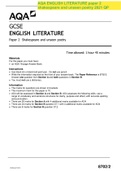 AQA GCSE ENGLISH LITERATURE Paper 2 Shakespeare and unseen poetry 2021 QP and AQA GCSE ENGLISH LITERATURE 8702/2 Paper 2 Shakespeare and unseen poetry Mark scheme 2021&AQA GCSE ENGLISH LANGUAGE Paper 2 Writers’ viewpoints and perspectives 2021 QP& AQA GCS