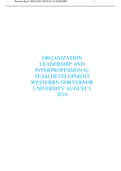 ORGANIZATION LEADERSHIP AND INTERPROFESSIONAL TEAM DEVELOPMENT WESTERRN GORVERNOR UNIVERSITY AUGUST 9 2018 