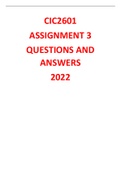 CIC2601 ASSIGNMENT 3 ANSWERS AND GUIDELINES 2022