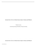 NURS6051 WK8 Assgn.doc    Literature Review: The Use of Clinical Systems to Improve Outcomes and Efficiencies  Walden University  Transforming Nursing and Healthcare Through Technology  Literature Review: The Use of Clinical Systems to Improve Outcomes an