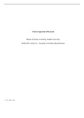 Wk7AssgnB .docx    Critical Appraisal of Research  Master of Science in Nursing, Walden University  NURS 6052, Section N â€“ Essentials of Evidence-Based Practice   13:55:31 GMT -05:00  Introduction  Over the past decades, prescription opioid abuse has ga
