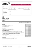 AQA AS BIOLOGY PAPER 1 MAY 2020 QP and AQA AS BIOLOGY 7401/1 paper1 MS 2019 &AQA AS BIOLOGY Paper 1 QP 2021