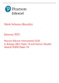 Mark Scheme (Results) January 2021 Pearson Edexcel International GCSE In Biology (4BI1) Paper 1B and Science (Double Award) (4SD0) Paper 1B
