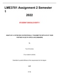 LME3701 ASSIGNMENT 2 SEMESTER 1 2022