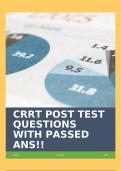 CRRT POST TEST QUESTIONS WITH PASSED ANS!!