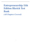 Entrepreneurship 11th Edition Hisrich Test Bank (All Chapters Covered) Graded A+