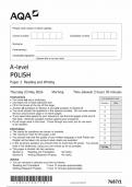 AQA A LEVEL POLISH PAPER 1 QUESTION PAPER 2024(7687/1: Reading and writing)