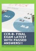 CCR-B- FINAL EXAM LATEST WITH PASSED ANSWERS!!