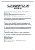 ATI NURSING LEADERSHIP AND MANAGEMENT QUESTIONS AND ANSWERS