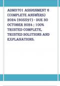 ADM3701 Assignment 6 (COMPLETE ANSWERS) 2024 (605597) - DUE 30 October 2024 ; 100% TRUSTED Complete, trusted solutions and explanations. 