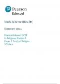 EDEXCEL GCSE Religious Studies A  1ra0 1c marking scheme may-june 2024