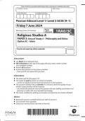 EDEXCEL GCSE Religious Studies A  1ra0 3c question paper may-june 2024