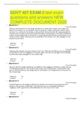 GOVT 407 EXAM 2 test exam questions and answers NEW COMPLETE DOCUMENT 2020.