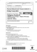 EDEXCEL GCSE Religious Studies  B  1rb0 3g question paper may-june 2024