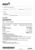 AQA A LEVEL Geography Paper 2 June 2024 QUESTION PAPER- 7037/2