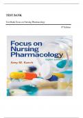 TEST BANK FOR Focus on Nursing Pharmacology 8th Edition by Amy M. Karch , ISBN: 9781975100964 |COMPLETE TEST BANK| Guide A+