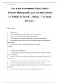 Test Bank for Business Ethics Ethical  Decision Making and Cases An Asia Edition  1st Edition By David L. Bishop - Test Bank 2024 A++