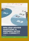 MPH IPAP REVIEW QUESTIONS & ANSWERS RATED 100% CORRECT!!