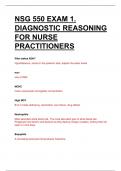 NSG 550 / NSG550 DIAGNOSTIC REASONING FOR NURSE PRACTITIONERS. EXAM 1, EXAM 2 AND 3. QUESTIONS WITH 100% CORRECT ANSWERS.