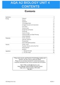 AQA A2 BIOLOGY UNIT 4 CONTENTS