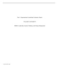 hr006 Eval Report .docx    Part 1: Organizational Leadership Evaluation  Report  WALDEN UNIVERSITY  HR006: Leadership, Systems Thinking, and Change Management   14:48:41 GMT -05:00  Long term care organizations can sometimes be slower than hospital system