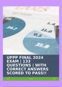 UPPP FINAL 2024 EXAM | 133 QUESTIONS | WITH CORRECT ANSWERS SCORED TO PASS!!