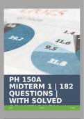 PH 150A MIDTERM 1 | 182 QUESTIONS | WITH SOLVED SOLUTIONS!!