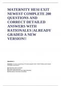 MATERNITY HESI EXIT NEWEST COMPLETE 200 QUESTIONS AND CORRECT DETAILED ANSWERS WITH RATIONALES |ALREADY GRADED A NEW VERSION!!