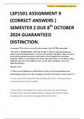 LSP1501 ASSIGNMENT 9 (CORRECT ANSWERS ) SEMESTER 2 DUE 8th OCTOBER 2024 GUARANTEED DISTINCTION.