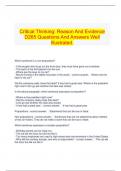  Critical Thinking: Reason And Evidence D265 Questions And Answers Well Illustrated.