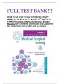 TEST BANK FOR TIMBY'S INTRODUCTORY MEDICAL-SURGICAL NURSING 13TH EDITION AUTHOR:Loretta A Donnelly-Moreno, Brigitte Moseley WITH VERIFIED QUESTIONS AND ANSWERS ALL CHAPTERS 100% COMPLETE A+ GRADE    