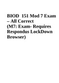 BIOD 151 Mod 7 Exam – All Correct (M7: Exam- Requires Respondus LockDown Browser)