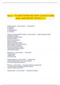 Nurs 175 MIDTERM REVIEW QUESTIONS AND ANSWERS RATED A+.