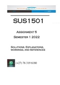 SUS1501 - ASSIGNMENT 05 SOLUTIONS (SEMESTER 01 - 2022)