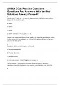 AHIMA CCA: Practice Questions Questions And Answers With Verified Solutions Already Passed!!!