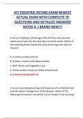 ATI PEDIATRIC RETAKE EXAM NEWEST  ACTUAL EXAM WITH COMPLETE 70  QUESTIONS AND DETAILED ANSWERS  RATED A | BRAND NEW!!! 