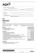 2024 AQA AS BIOLOGY Paper 1 WITH MERGED MARKING SCHEME