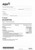 Aqa A LEVEL ACCOUNTING PAPER 1 2024 (7127/1) Financial Accounting