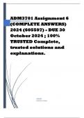 ADM3701 Assignment 6 (COMPLETE ANSWERS) 2024 (605597) - DUE 30 October 2024 ; 100% TRUSTED Complete, trusted solutions and explanations.