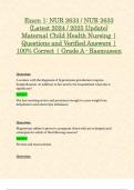 Exam 1: NUR 2633 / NUR2633 (Latest 2024 / 2025 Update) Maternal Child Health Nursing | Questions and Verified Answers | 100% Correct | Grade A - Rasmussen