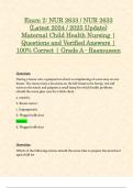 Exam 2: NUR 2633 / NUR2633 (Latest 2024 / 2025 Update) Maternal Child Health Nursing | Questions and Verified Answers | 100% Correct | Grade A - Rasmussen