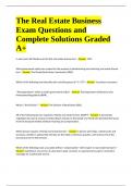 The Real Estate Business Exam Questions and Complete Solutions Graded A+