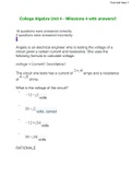 MATH 1201 College Algebra Unit 4 Milestone 4 with Answers-Pennsylvania State University