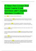 45 Hour Post License Real Estate Course Exam Questions and Complete Solutions Graded A+.