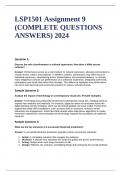 LSP1501 Assignment 9 (COMPLETE QUESTIONS  ANSWERS) 2024 