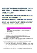NURS 323 FINAL EXAMS Introduction to Nursing Pharmacology (Nursing Process)|Newly Updated |Graded A|